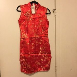 Red and gold Asian inspired dress